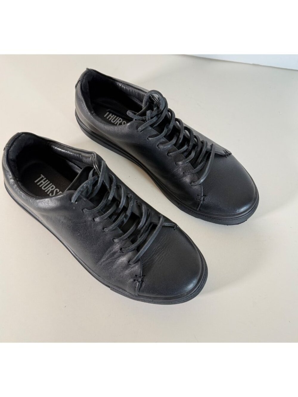 Thursday Boot Co. Women's Premier Low Top Sneakers Lace-Up Black Leather - Picture 9 of 13